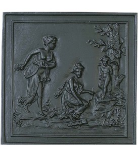 Plaque de cheminée décorée - Cupidon
