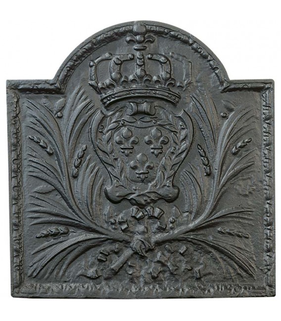 Plaque de cheminée décorée - Couronne et Palmes