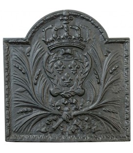 Plaque de cheminée décorée - Couronne et Palmes