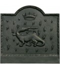 Plaque de cheminée décorée - Salamandre couronnée