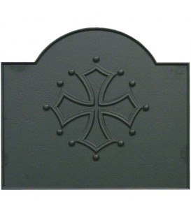Plaque de cheminée décorée - Croix Occitane