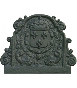 Plaque de cheminée décorée - Blason de France à la Croix