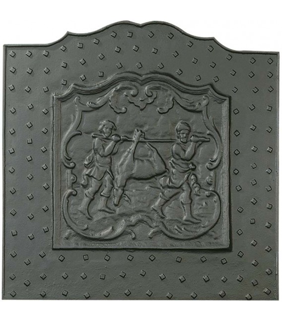 Plaque de cheminée décorée - Le Meunier, son fils et l'âne