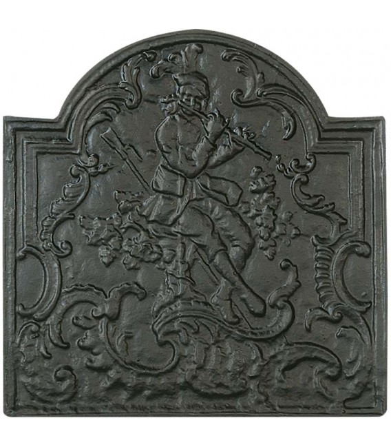 Plaque de cheminée décorée - Joueur de flûte