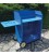 Support bleu sur roulettes pour plancha mixte en fonte